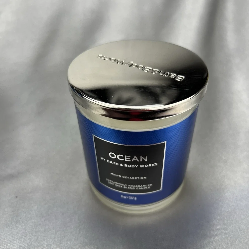 5pc Gift Lot Bath & Body Works Men's Collection Ocean Candle Face Lotion Cream +